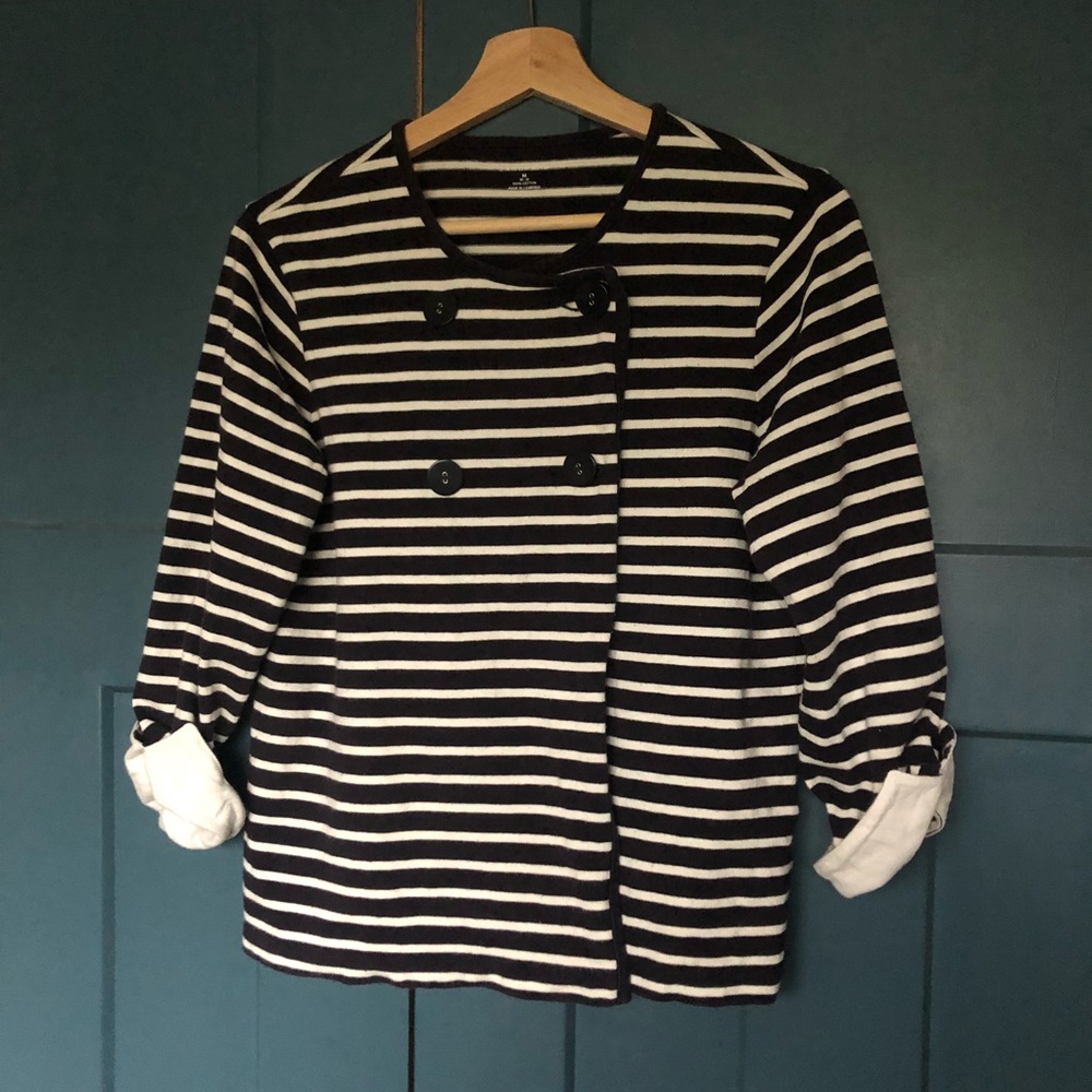 Lands End Navy stripe sailor jacket